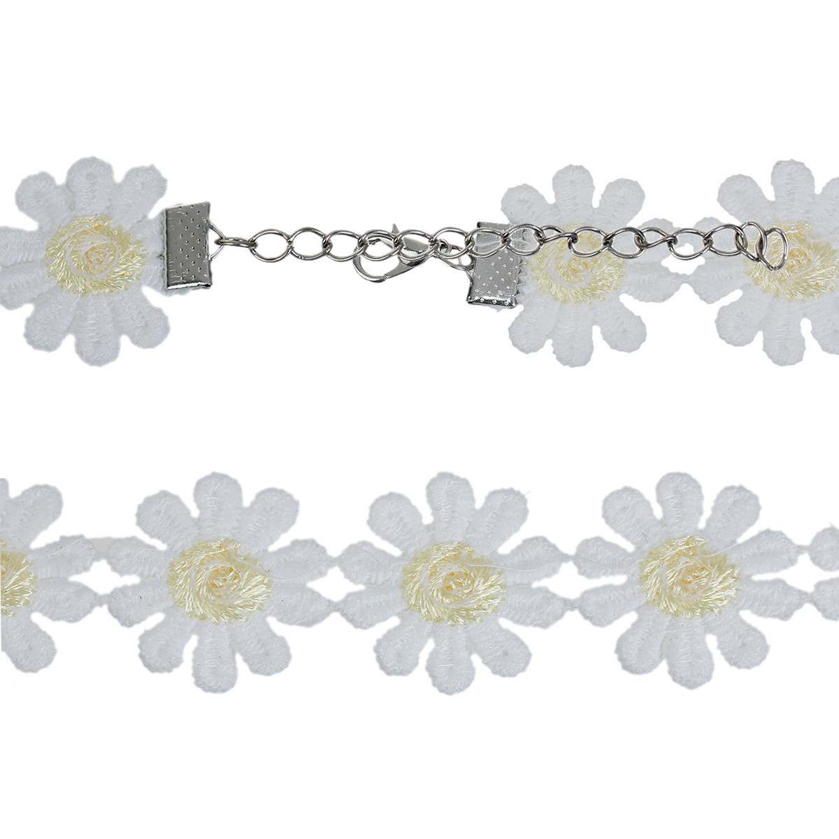 Sexy Sparkles White & Yellow Daisy Flower Choker Necklace for Women Girls Gothic