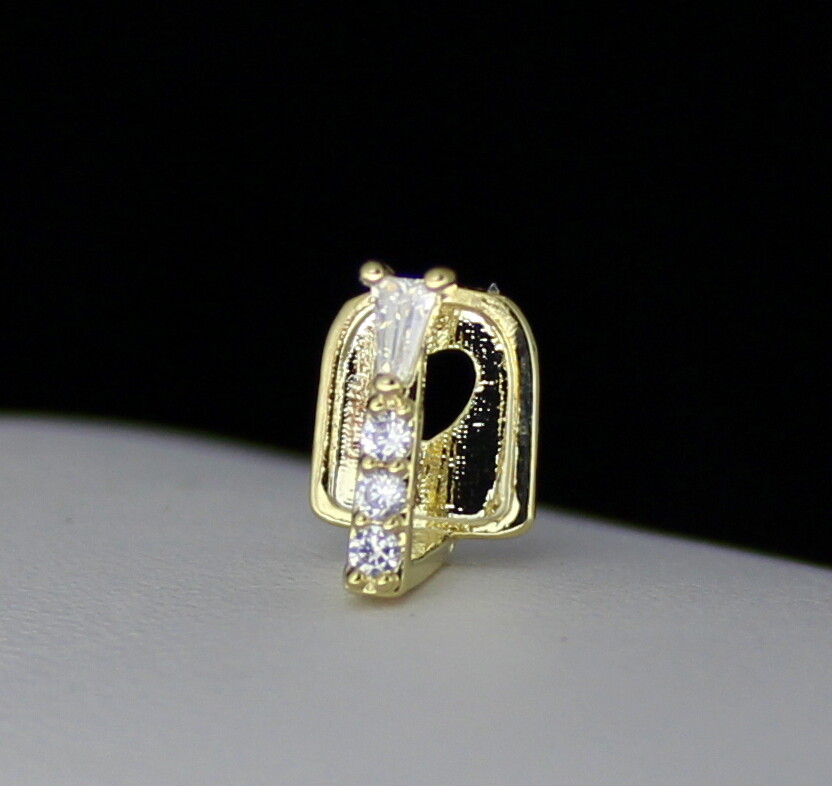 Thin Cubic Zirconia Gap Grillz 14k Gold Plated Teeth Top or Lower Grill + Mold
