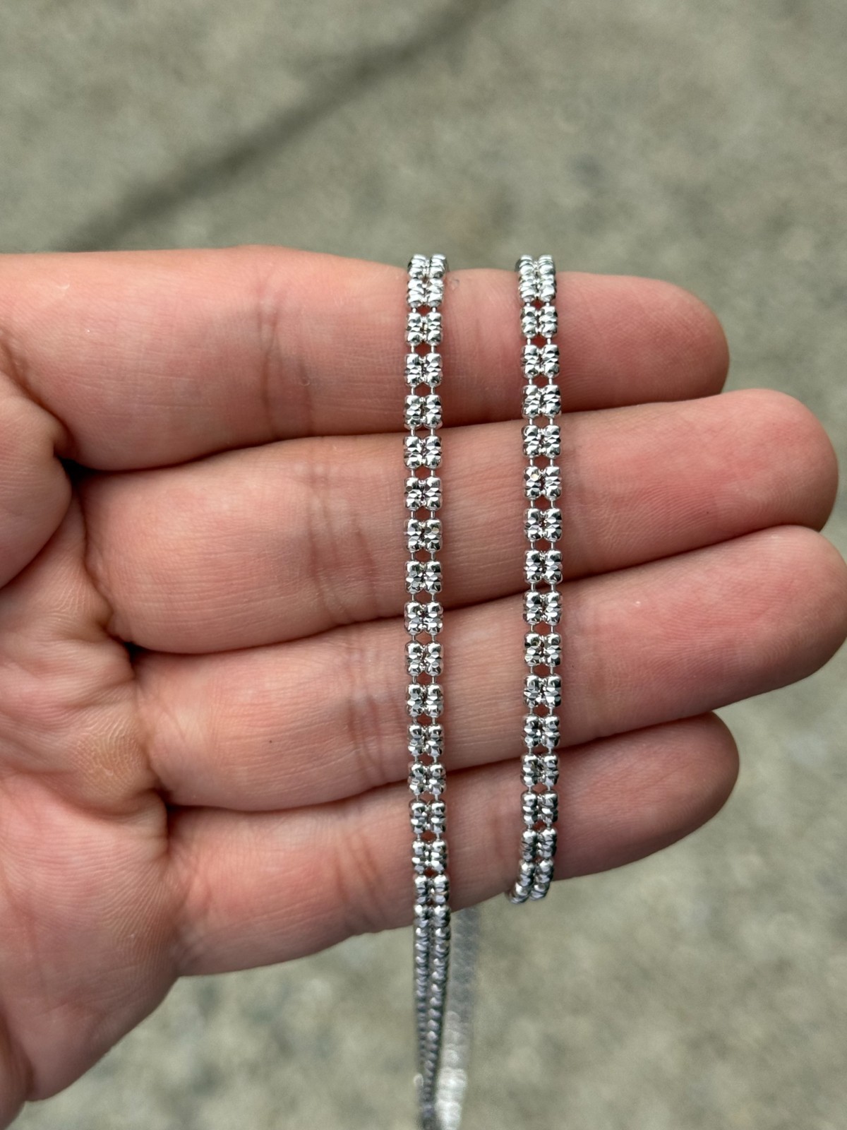 4mm 925 Sterling Silver Rhodium Diamond-Cut Ice Link Chain Made It Italy