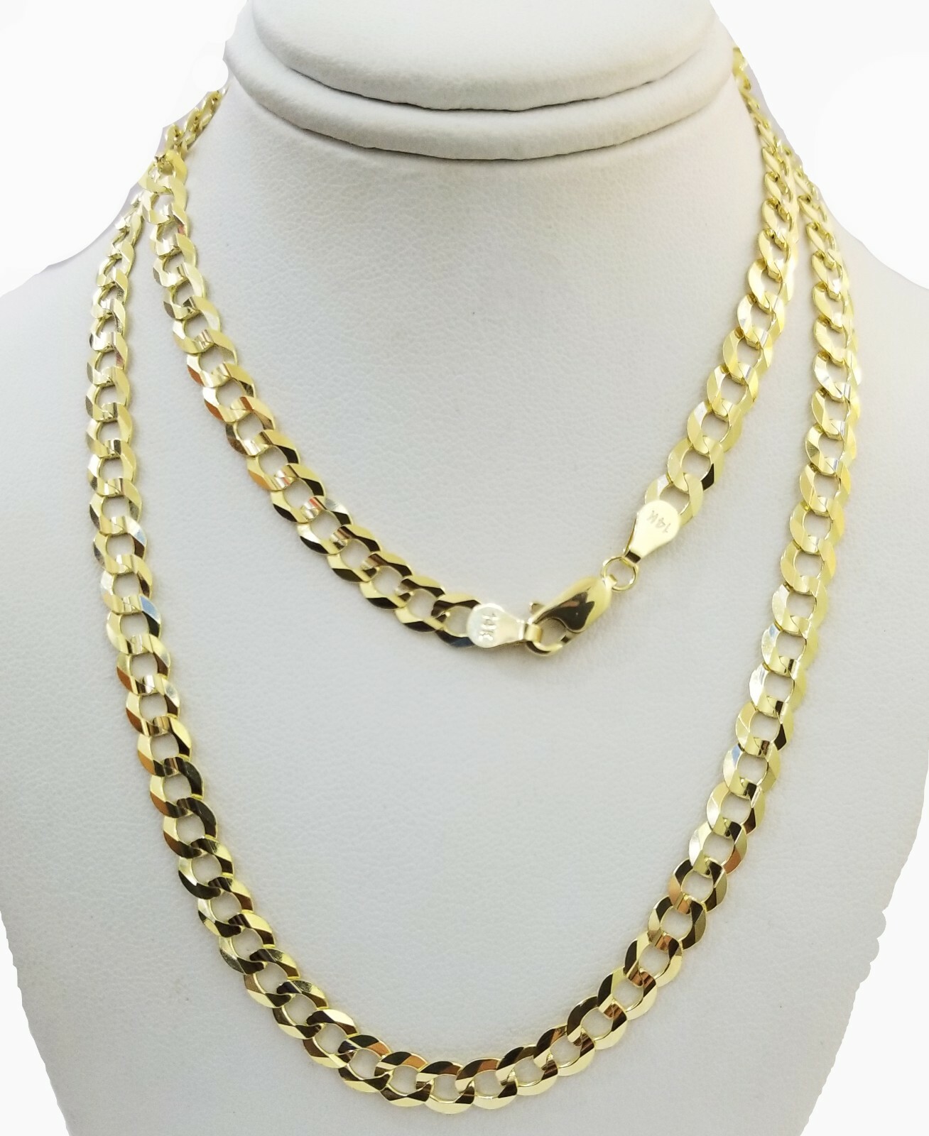 14K Yellow Gold Solid 3mm-10mm Curb Cuban Chain Link Necklace Bracelet 7″- 30″