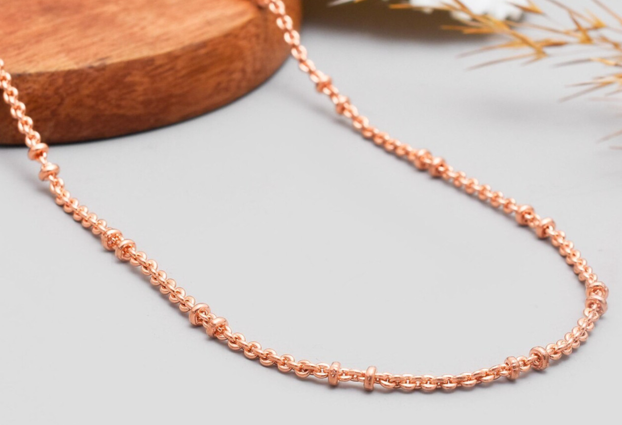 20 inch Pure Copper Beaded Link Chain Necklace, Healing Copper Jewelry Spiritual