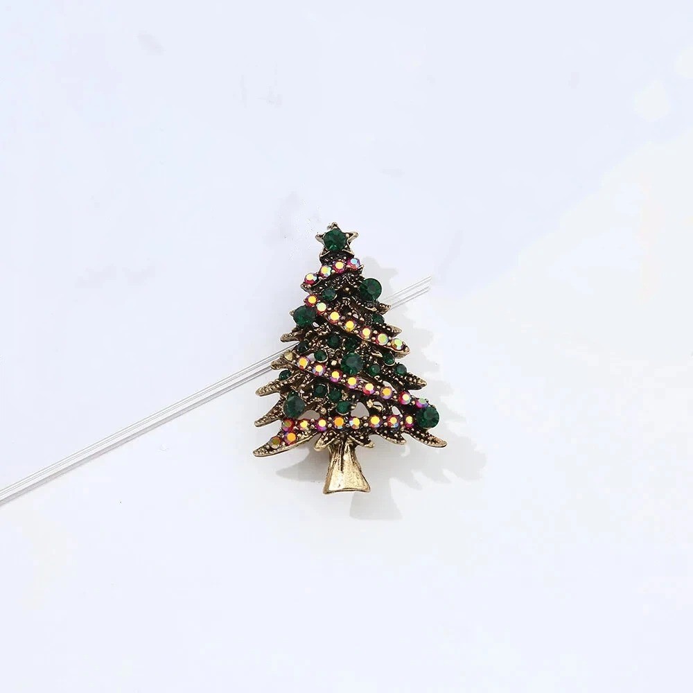 Vintage Crystal Baroque Christmas Tree Brooch Pin Jewelry Gift Accessories