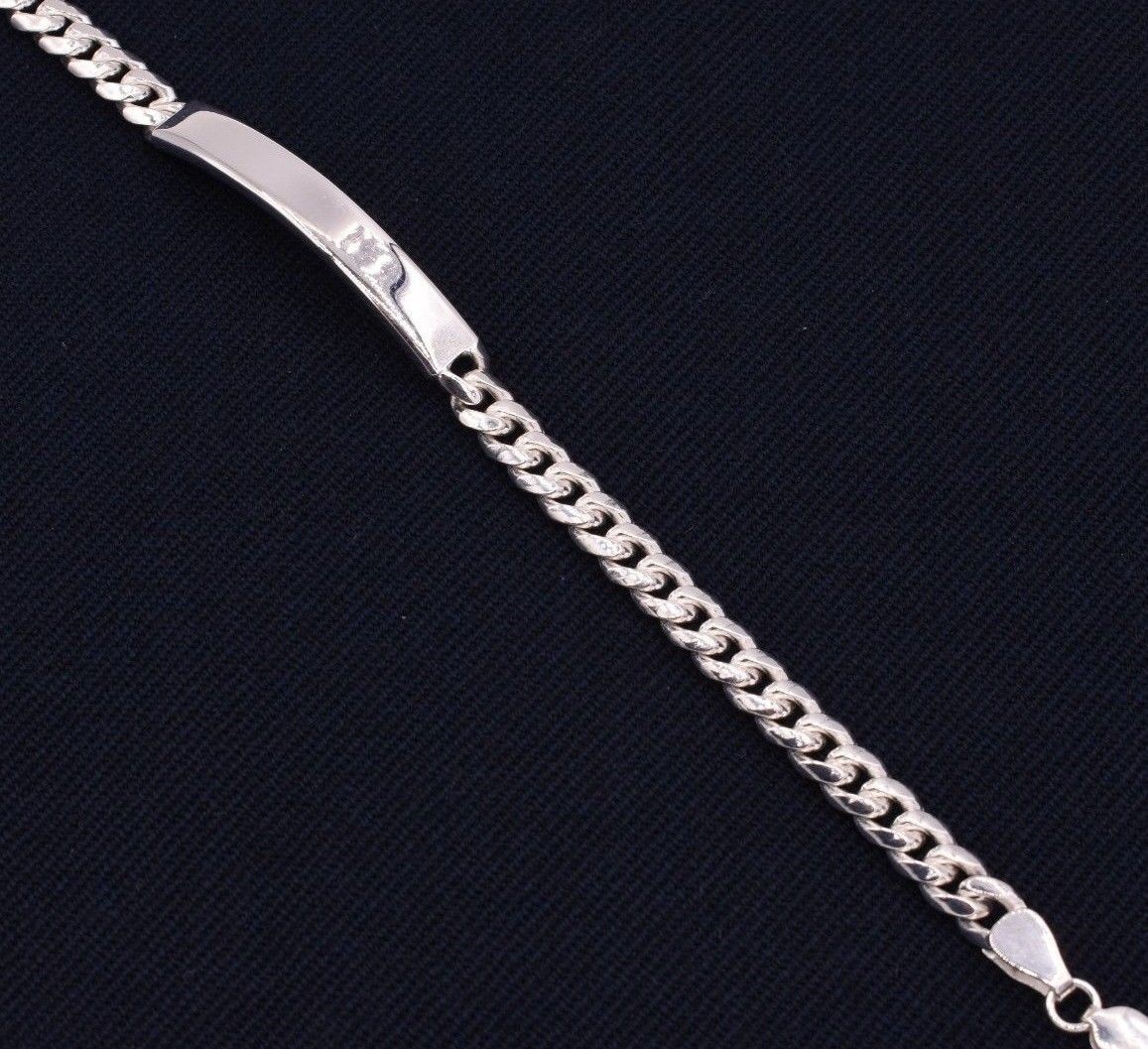 6mm Engravable Solid Miami Cuban Curb Chain Bracelet Real Sterling Silver 925