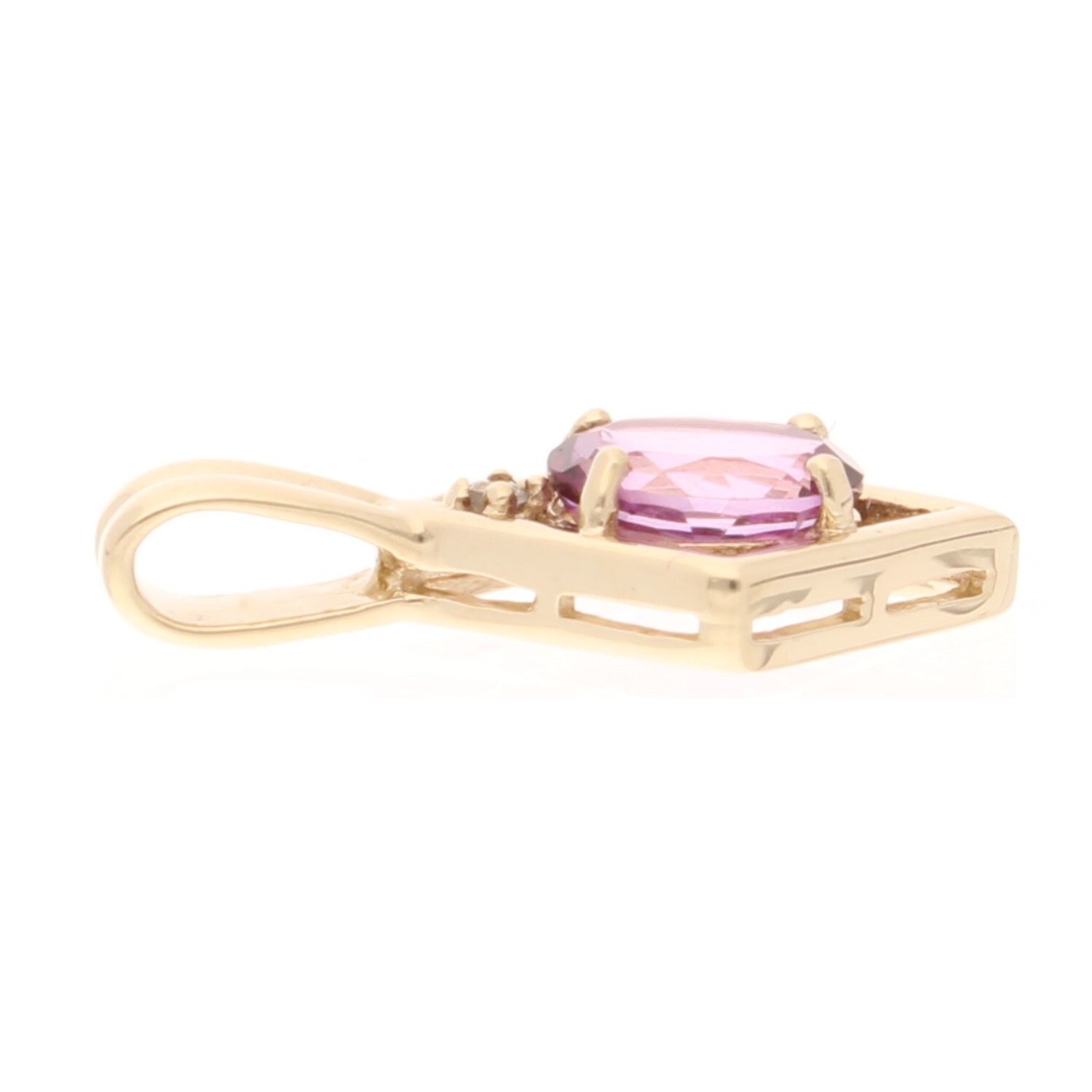 9Carat Yellow Gold Cherry & White Topaz Pendant (12x23mm)
