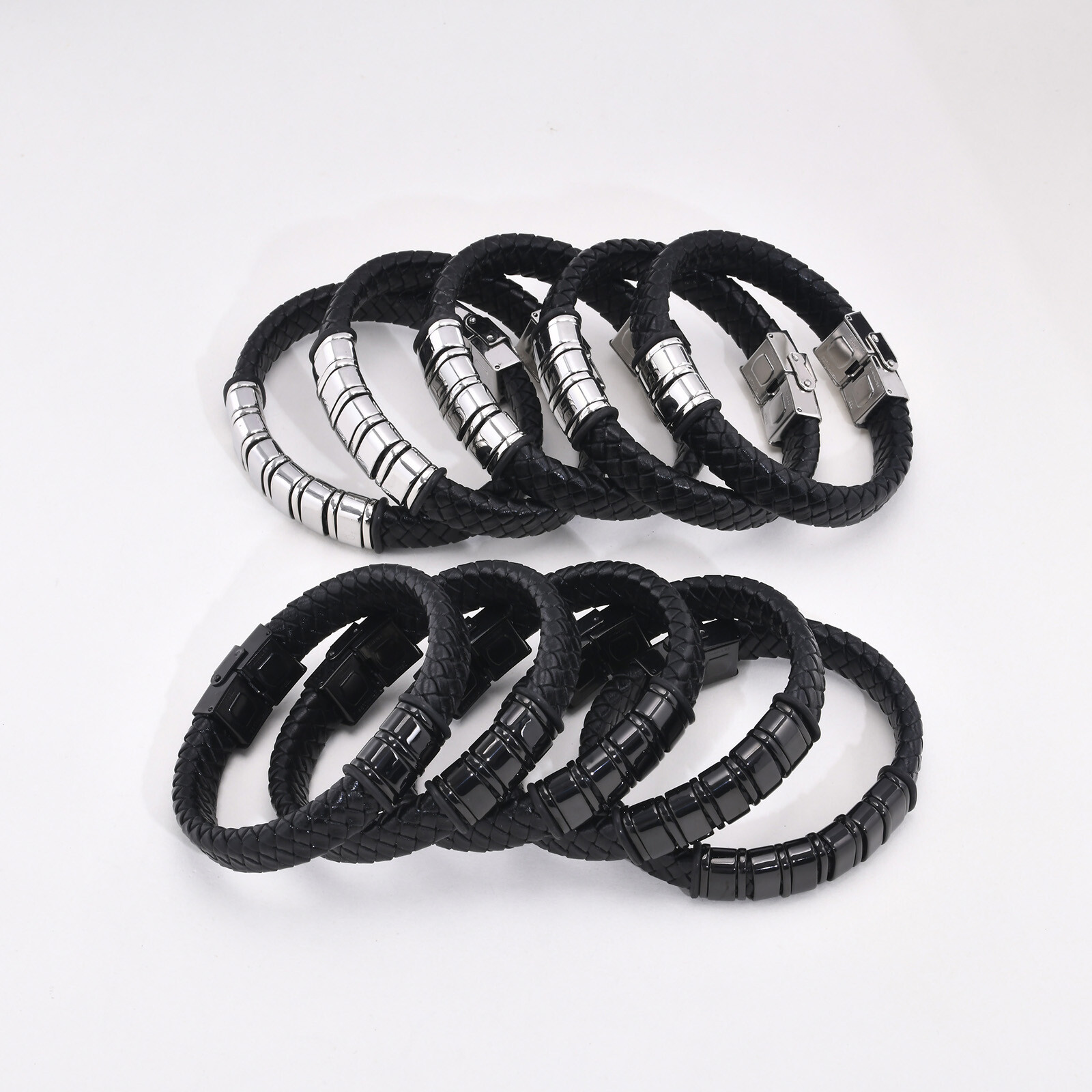 Personalised Men Leather Bracelet Custom Beads Family Name Christmas Gift Dad