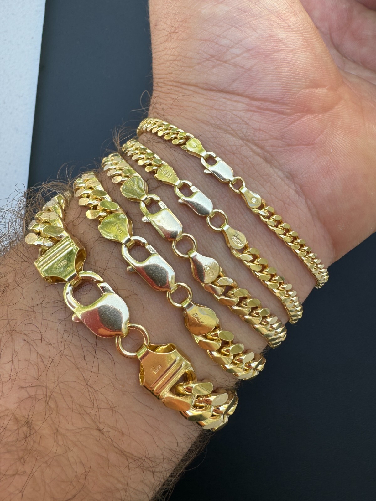 Mens Real Solid 14k Gold Vermeil 925 Silver Miami Cuban Bracelet 4-10mm 6.5-9″