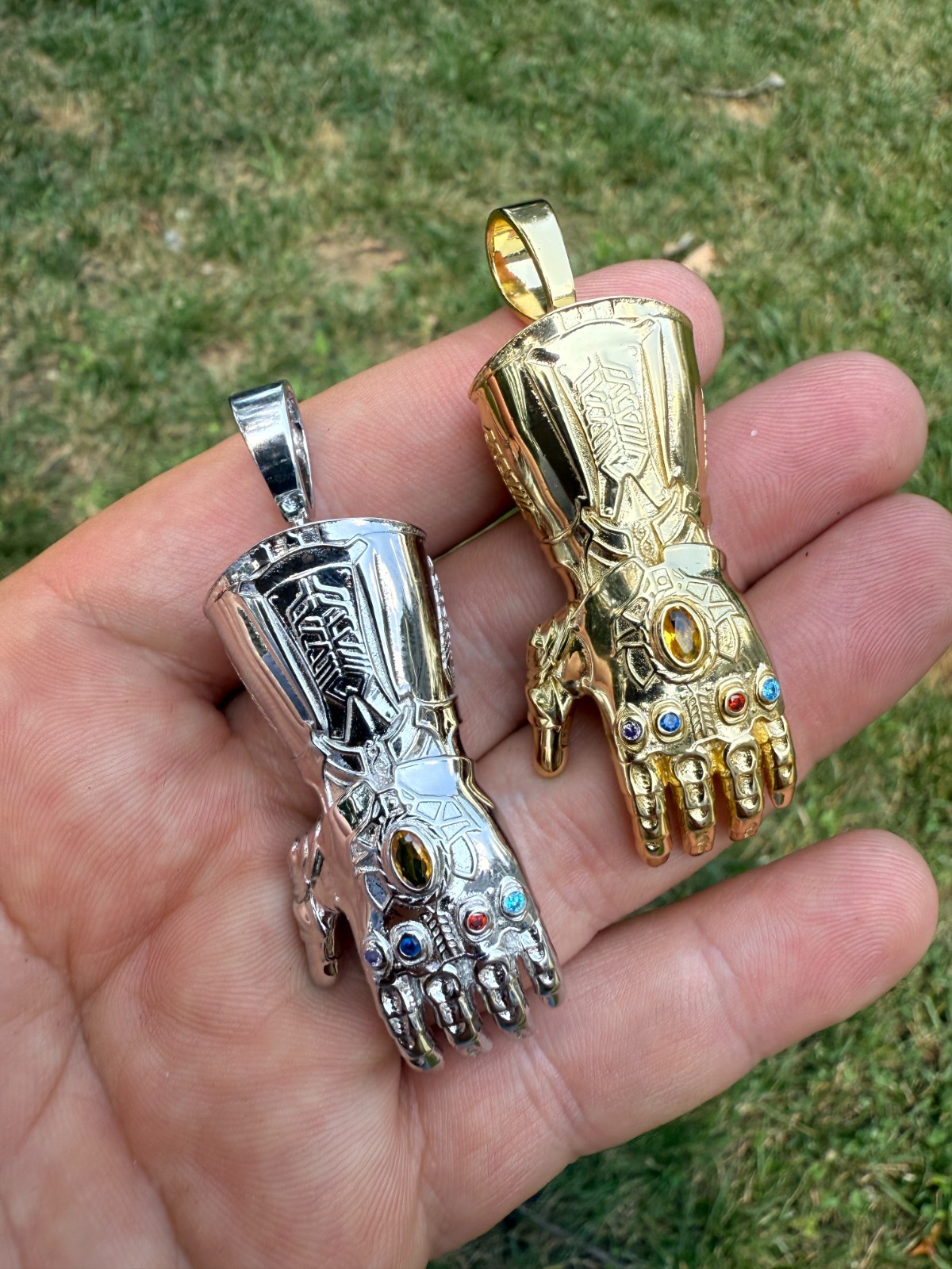 Limited Edition Thanos Infinity Hand Glove Gauntlet 925 Sterling Silver Pendant