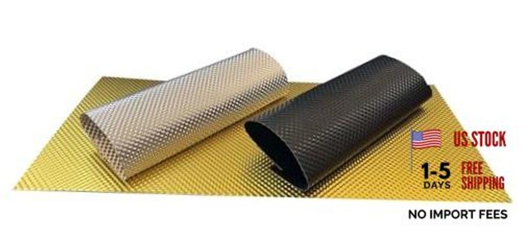 Gold Embossed 12″x12″ Aluminium Heat Insulation – Xinhan Black//Silver