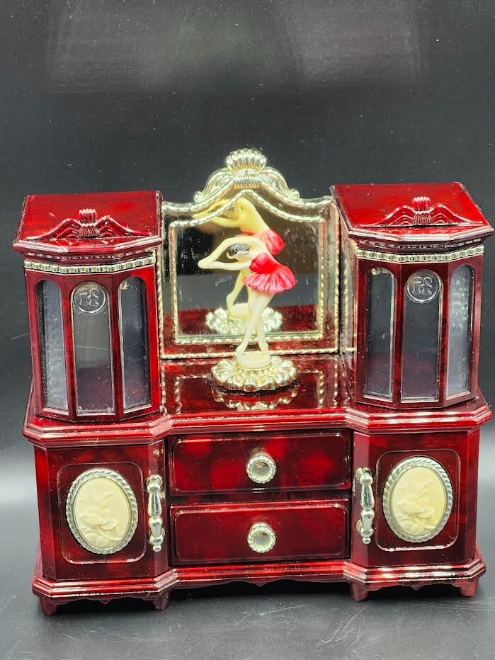 Jewelry MusicBox with Dancing Ballerina 6″ x 6.5″ See video below in Description
