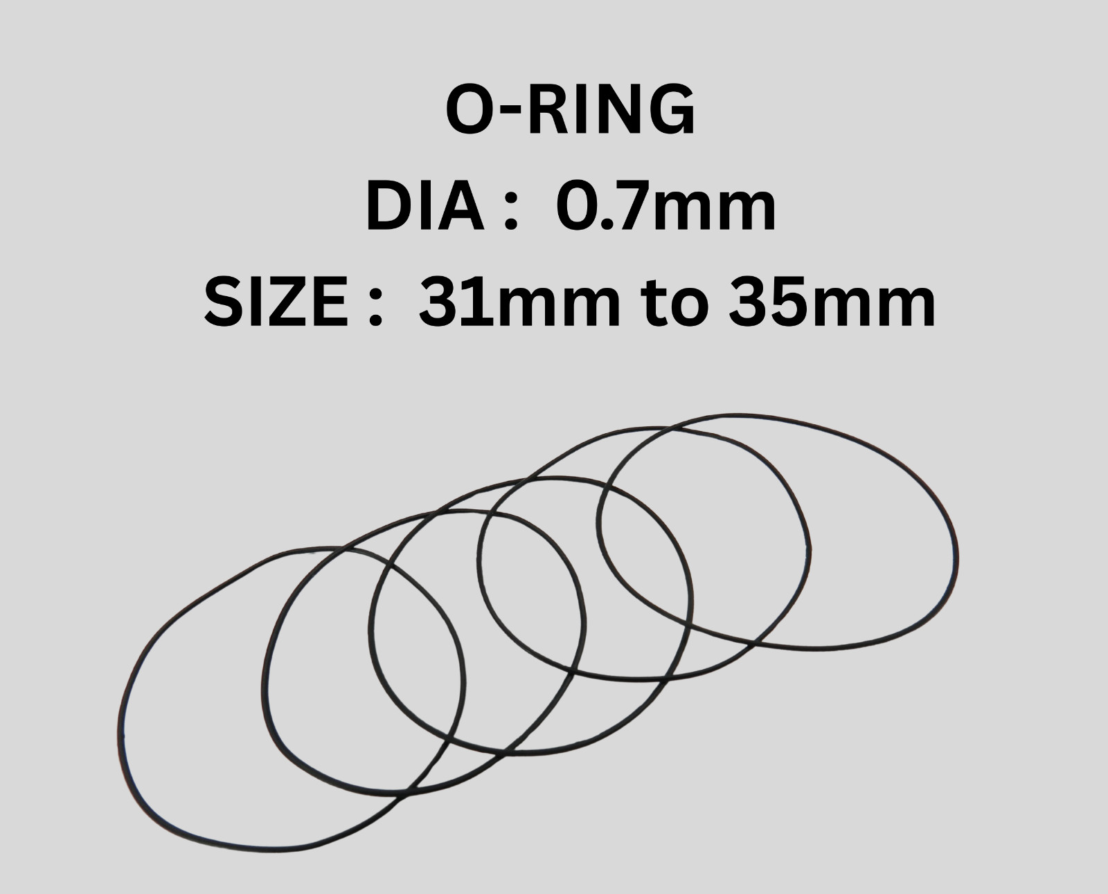 Rubber Watch Case Back O Ring Round Gasket 31mm – 35mm Thick 0.7mm