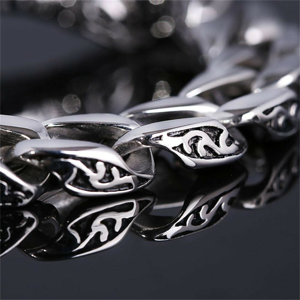 Mens Heavy Sturdy Alloy Motorcycle Biker Chain Bracelet Wristband Gift New USA