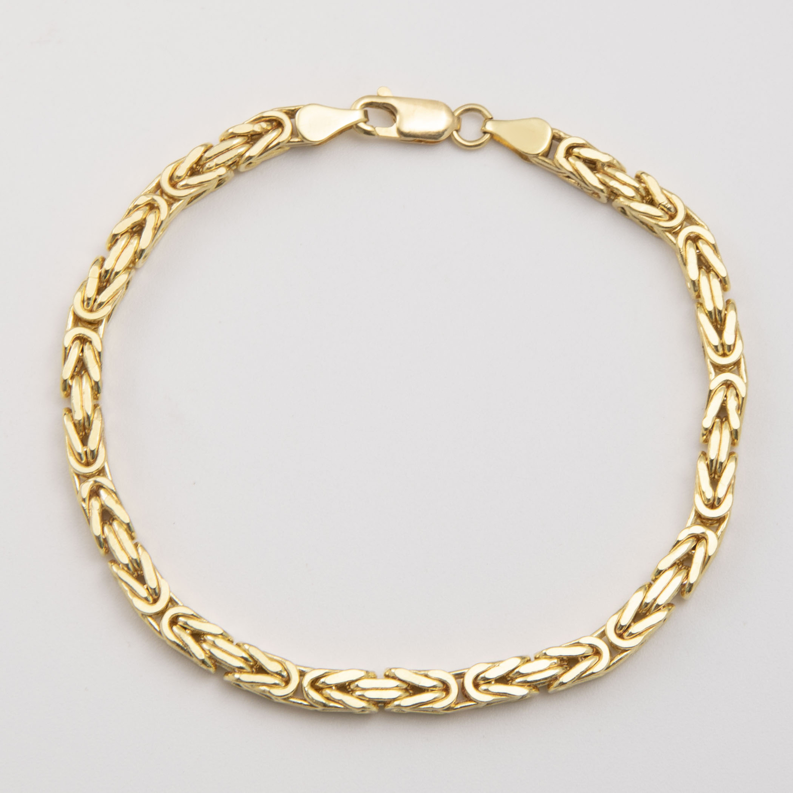 14K Yellow Gold Square Byzantine Link Chain Bracelet All Sizes