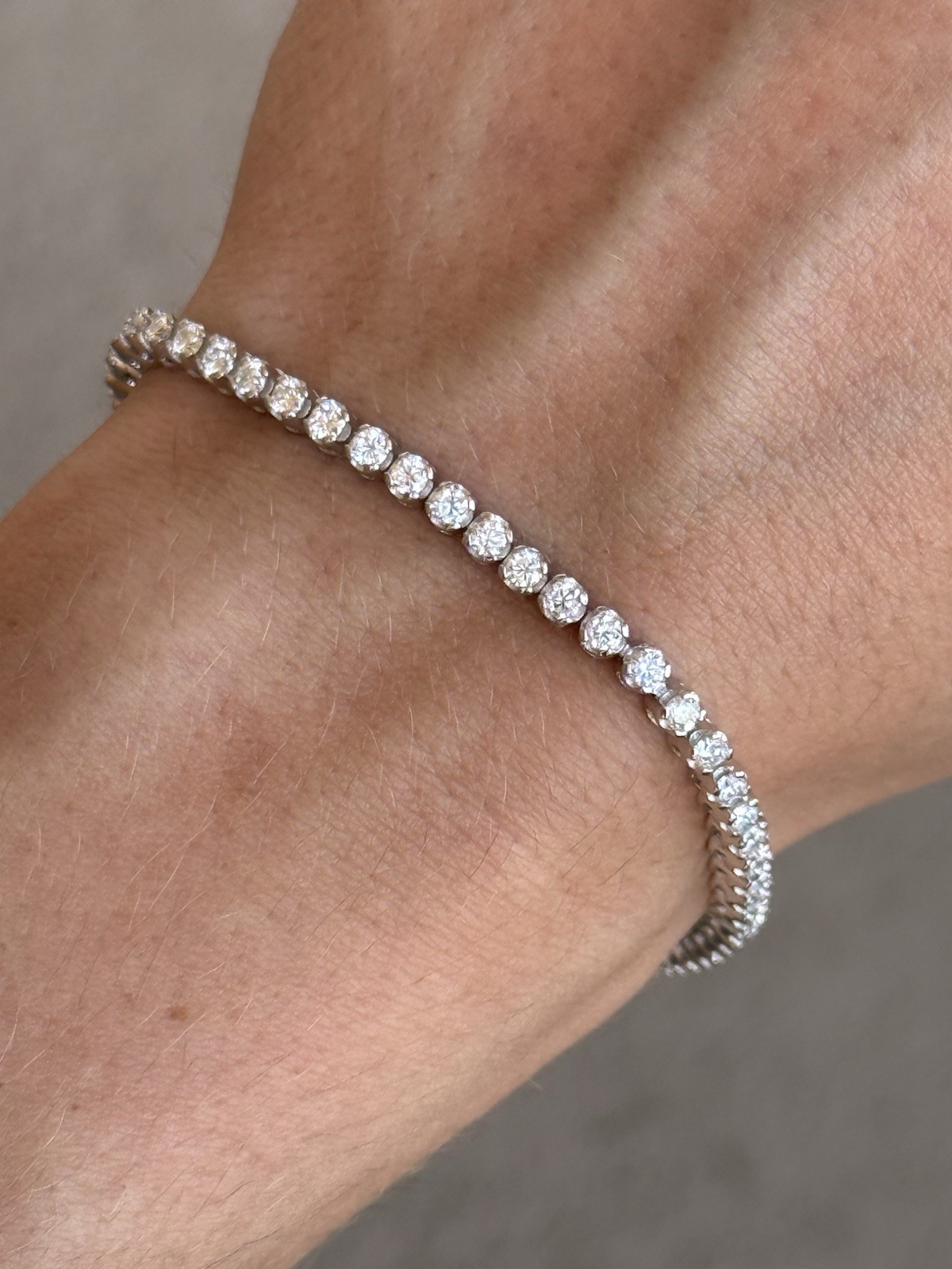 Sterling Silver 925 2.25MM 7″ Real moissanite Tennis bracelet GRA Ceritfied