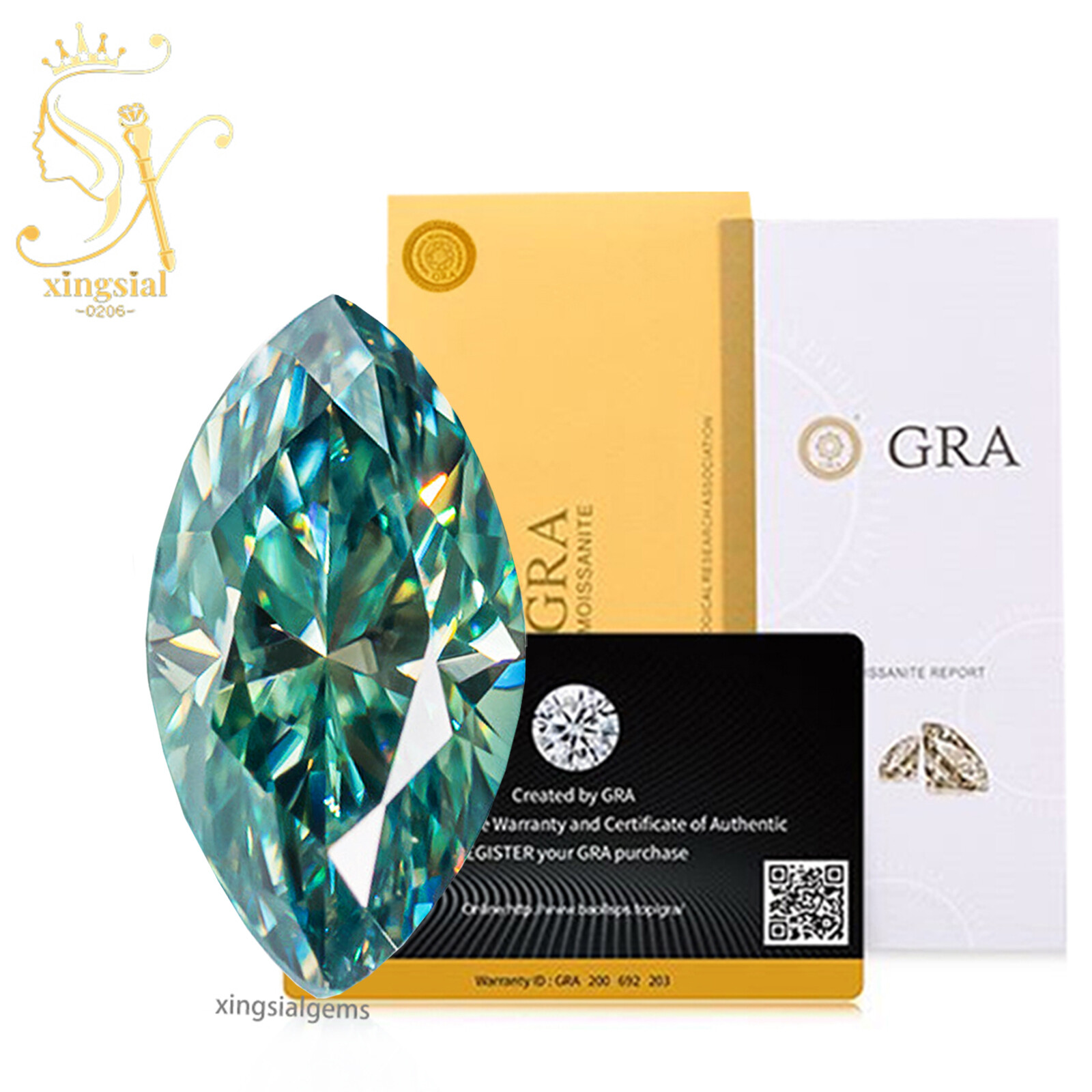 Real Moissanite Loose Stone Cyan Blue Color Marquise Cut VVS1 DIY Ring Gemstones