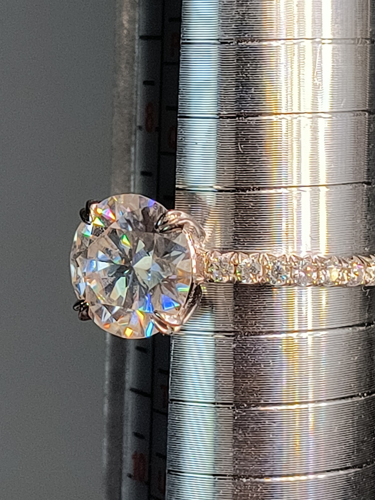 Cubic Zirconia Solitaire w/ C Accents 925 Silver Engagement Ring Size 8.75 3.0g