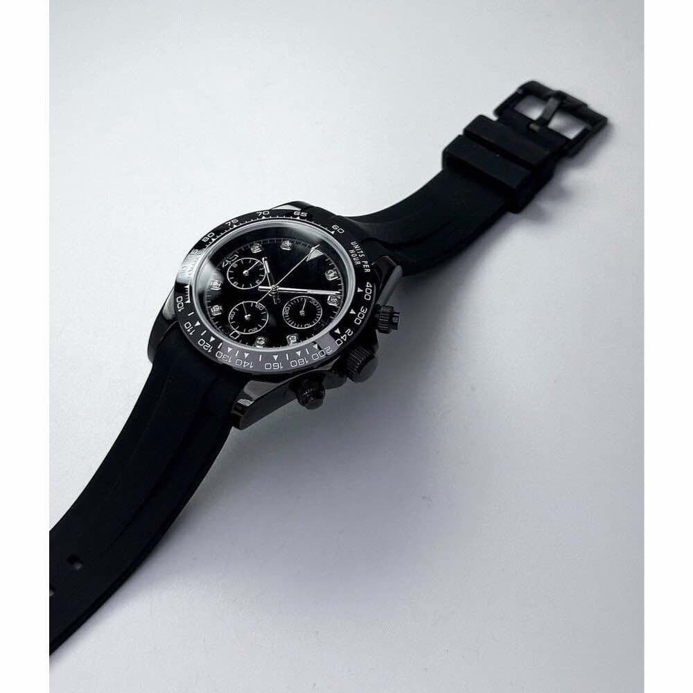 Black Chrono Mod | Diamond Index Dial | Ceramic Tachymeter | VK63 Meca-Quartz