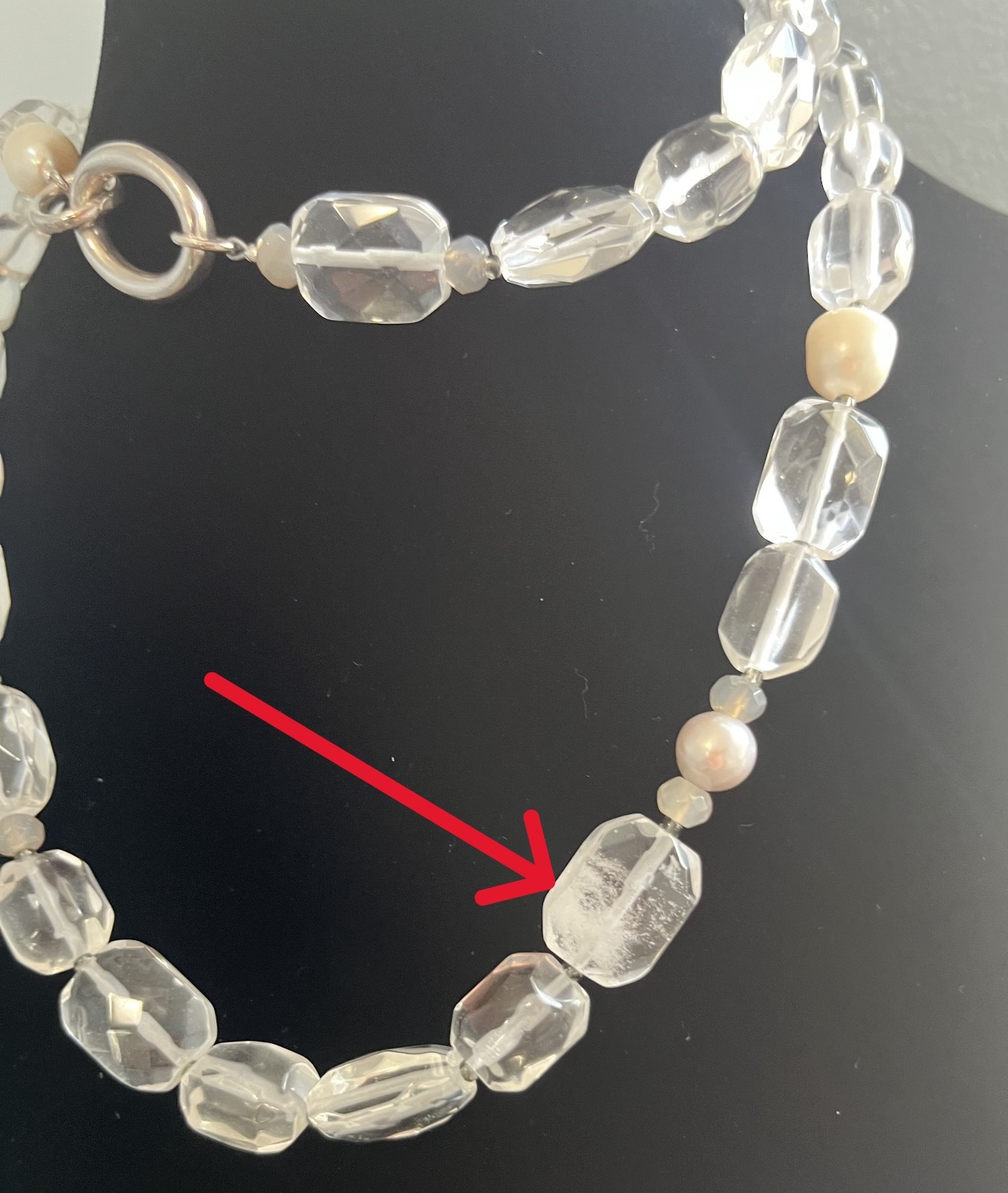 Retired Silpada “White Heat” N1789 3-Strand Sterling Silver Quartz Pearl Necklac