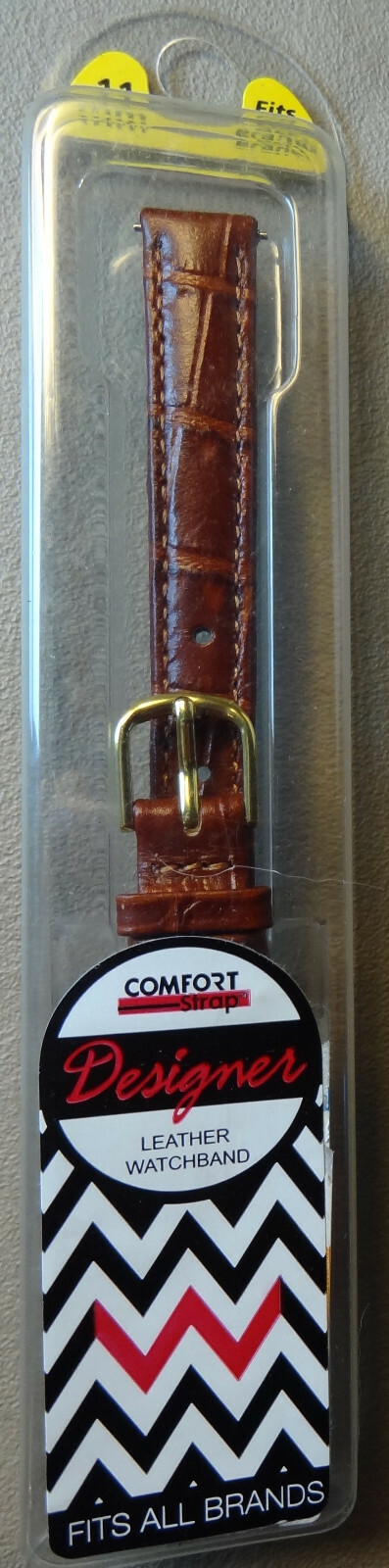 Ladies Brown Simulated Crocodile Genuine Leather Fits Any 11mm Reg Watch Band