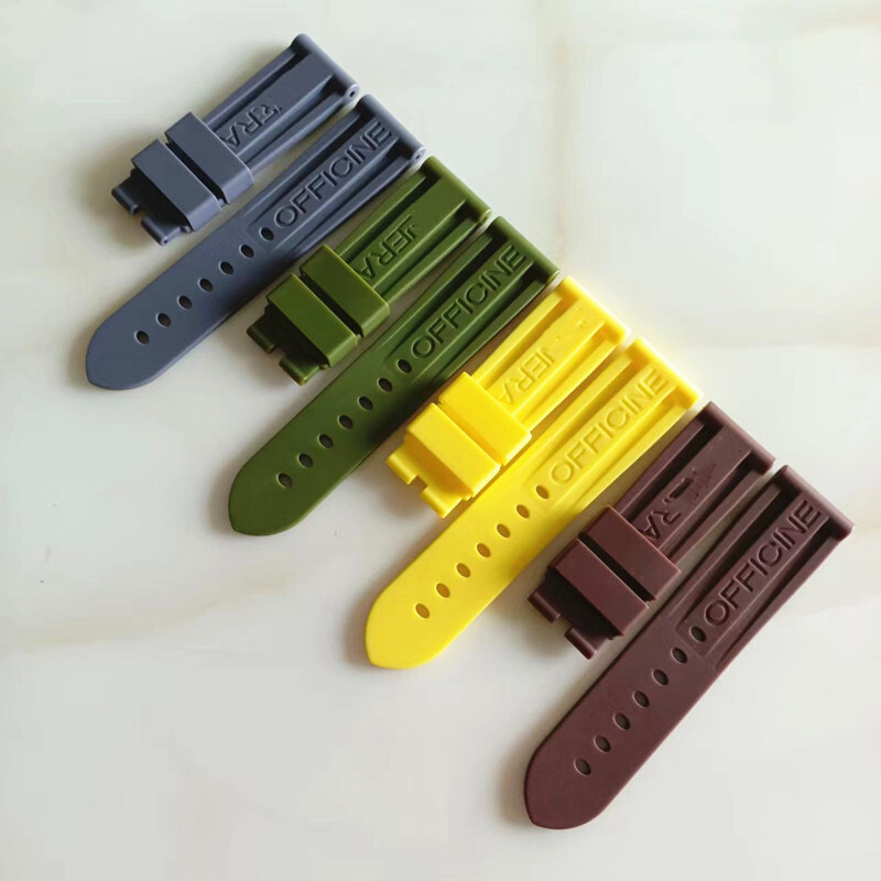 22 24 26mm Rubber Dive Strap Folding Clasp Fit Panerai Watch PAM441/359/437/393