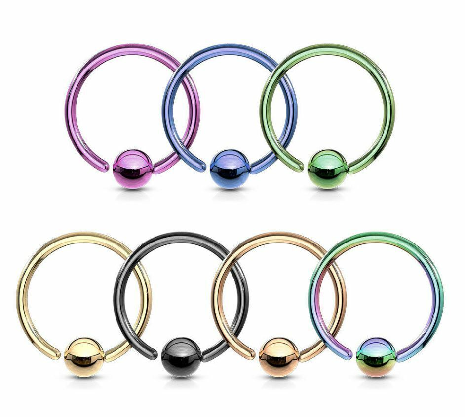 2pc Stainless Steel Ball Captive Bead Ring Nose Ring Earrings Labret Septum