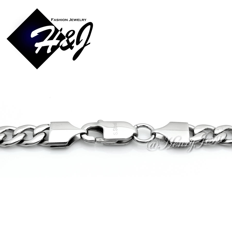 8.5″Men’s Women’s Stainless Steel 7mm Silver Cuban Curb Link Chain Bracelet
