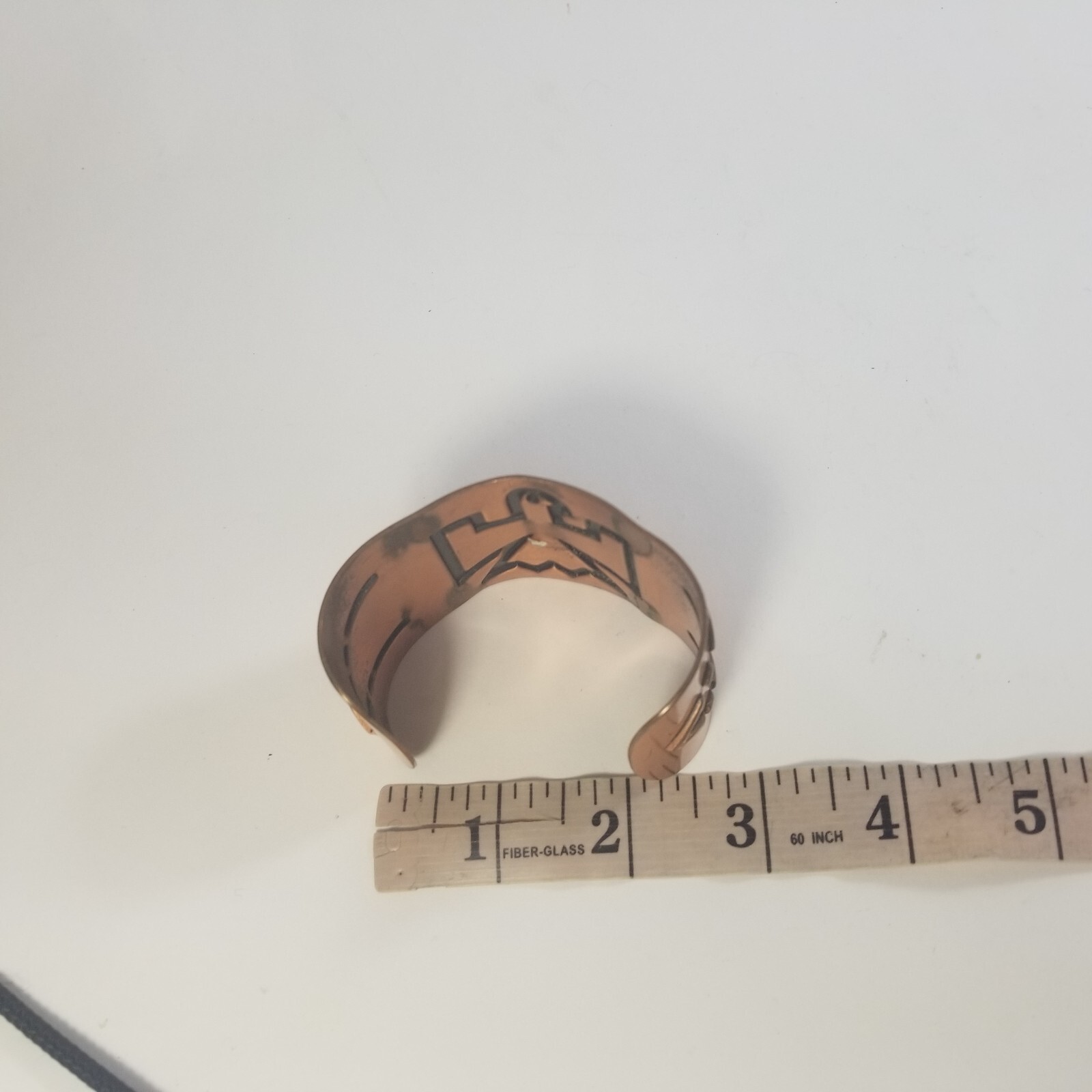 Vintage Wide Copper Cuff Bracelet Native American Thunderbird