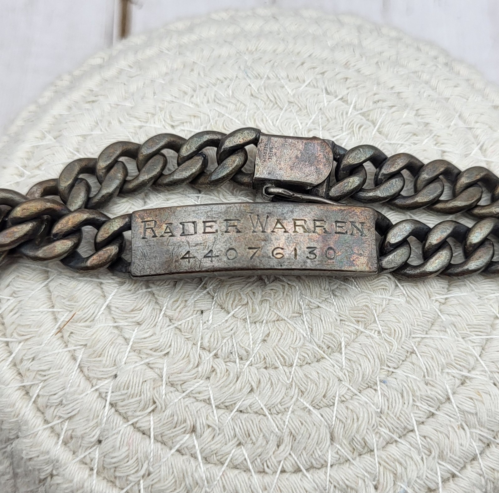 Vintage Napier 925 Sterling Silver ID Engraved Nameplate Curb Link Bracelet