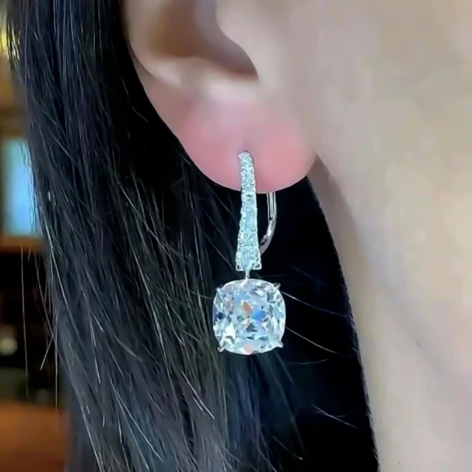 4.00 Ct Certified White Diamond Dangler Earrings In 925 Sterling Silver