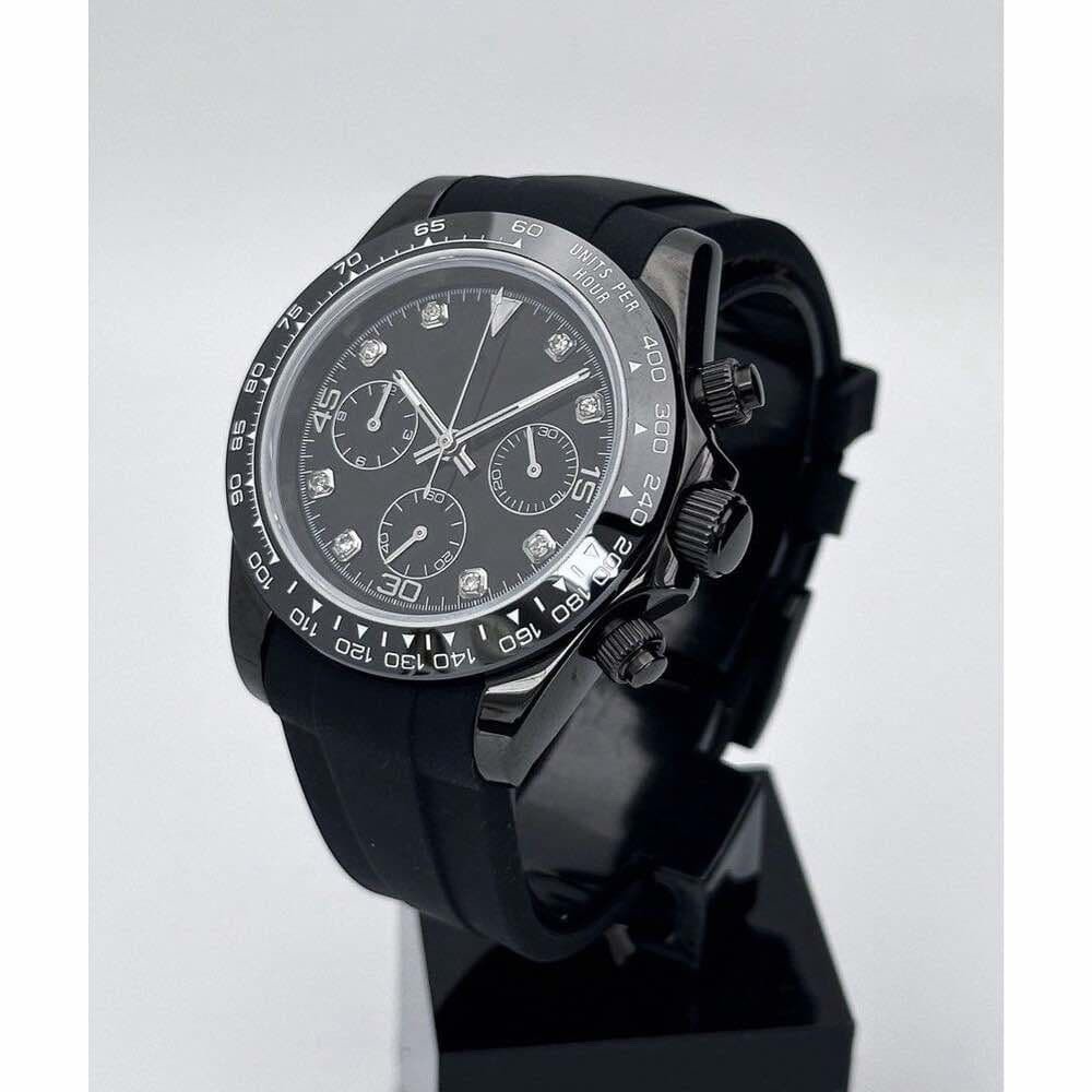 Black Chrono Mod | Diamond Index Dial | Ceramic Tachymeter | VK63 Meca-Quartz