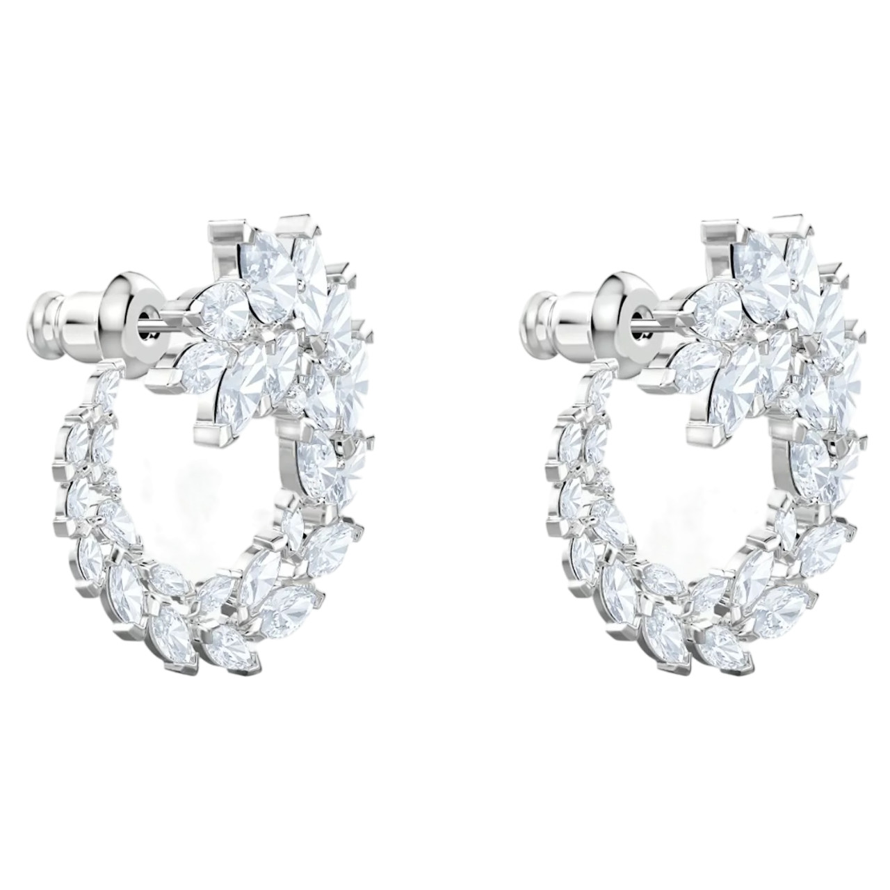 Swarovski Louison 5450934 Rhodium Plated Czech Crystal Hoop Earrings MSRP $169
