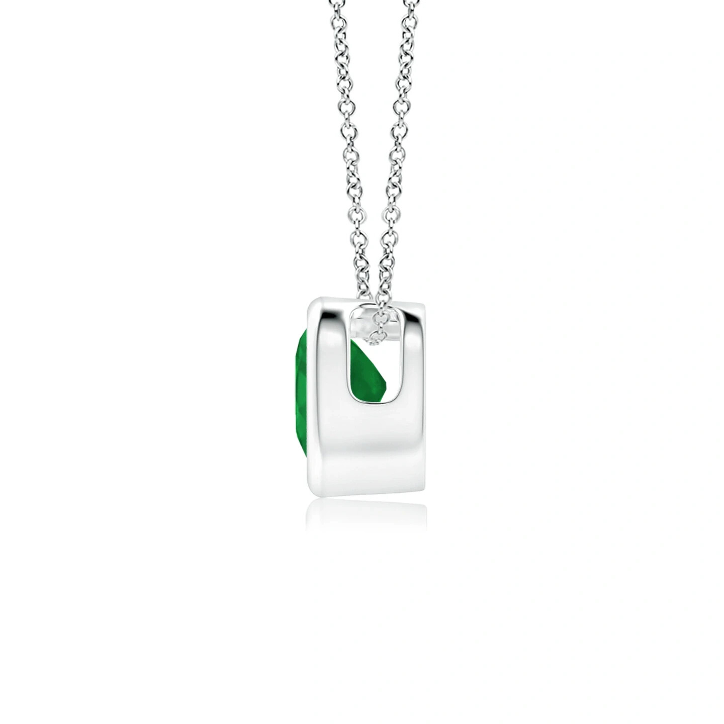 .60 ct. Genuine Emerald Bezel Heart Pendant Necklace in Solid Sterling Silver