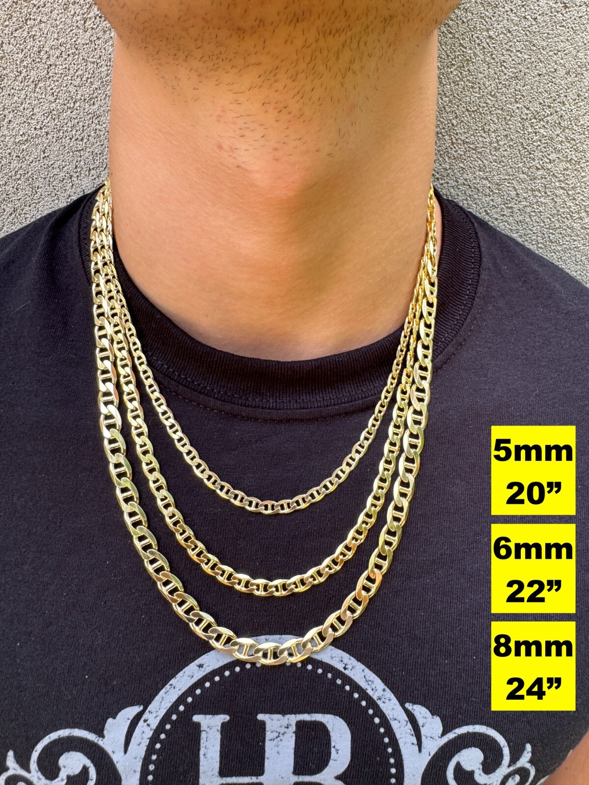 14k Gold Plated Solid 925 Sterling Silver Mariner Chain Necklace Bracelet ITALY