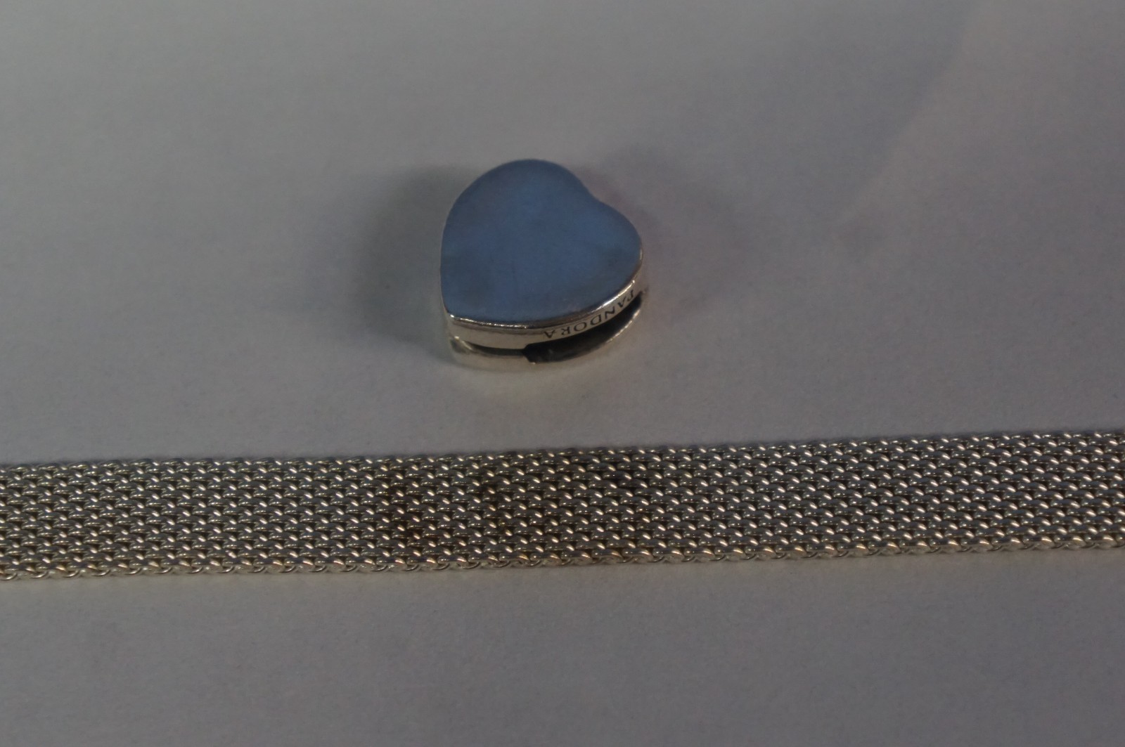 Pandora Reflexions Mesh Bracelet 6″ Sterling Silver CZ 925 & One Heart Charm