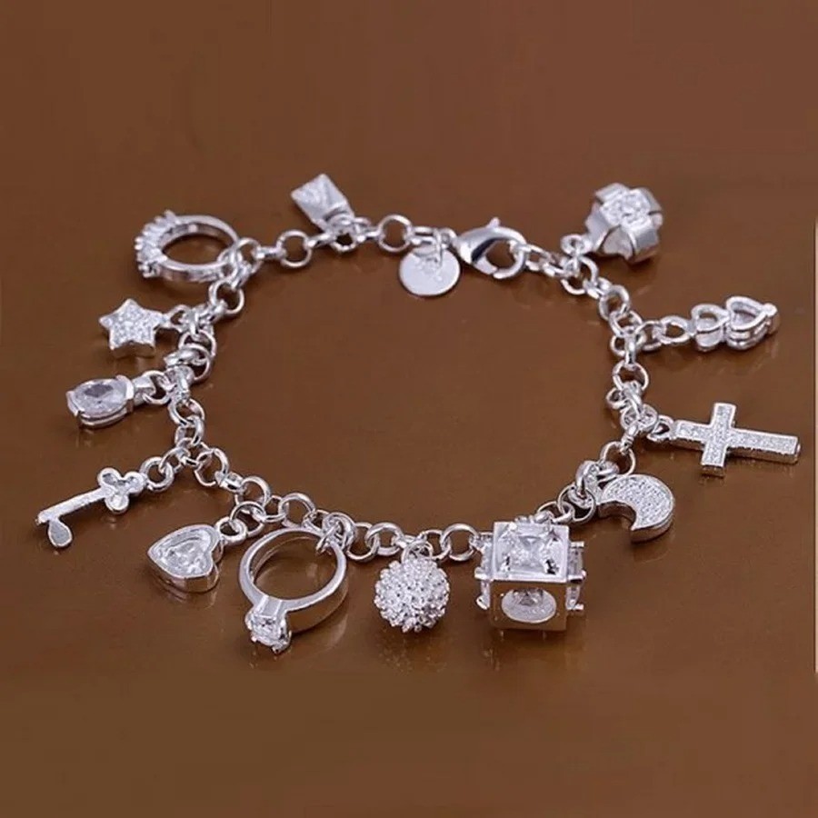 925 Sterling Silver Solid Chain Bracelet Women Men Wedding Gift Jewelry