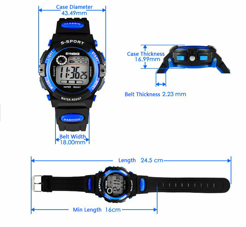 Electronic Watch Kids Digital Waterproof Children Boys Girls Sports LED Watches