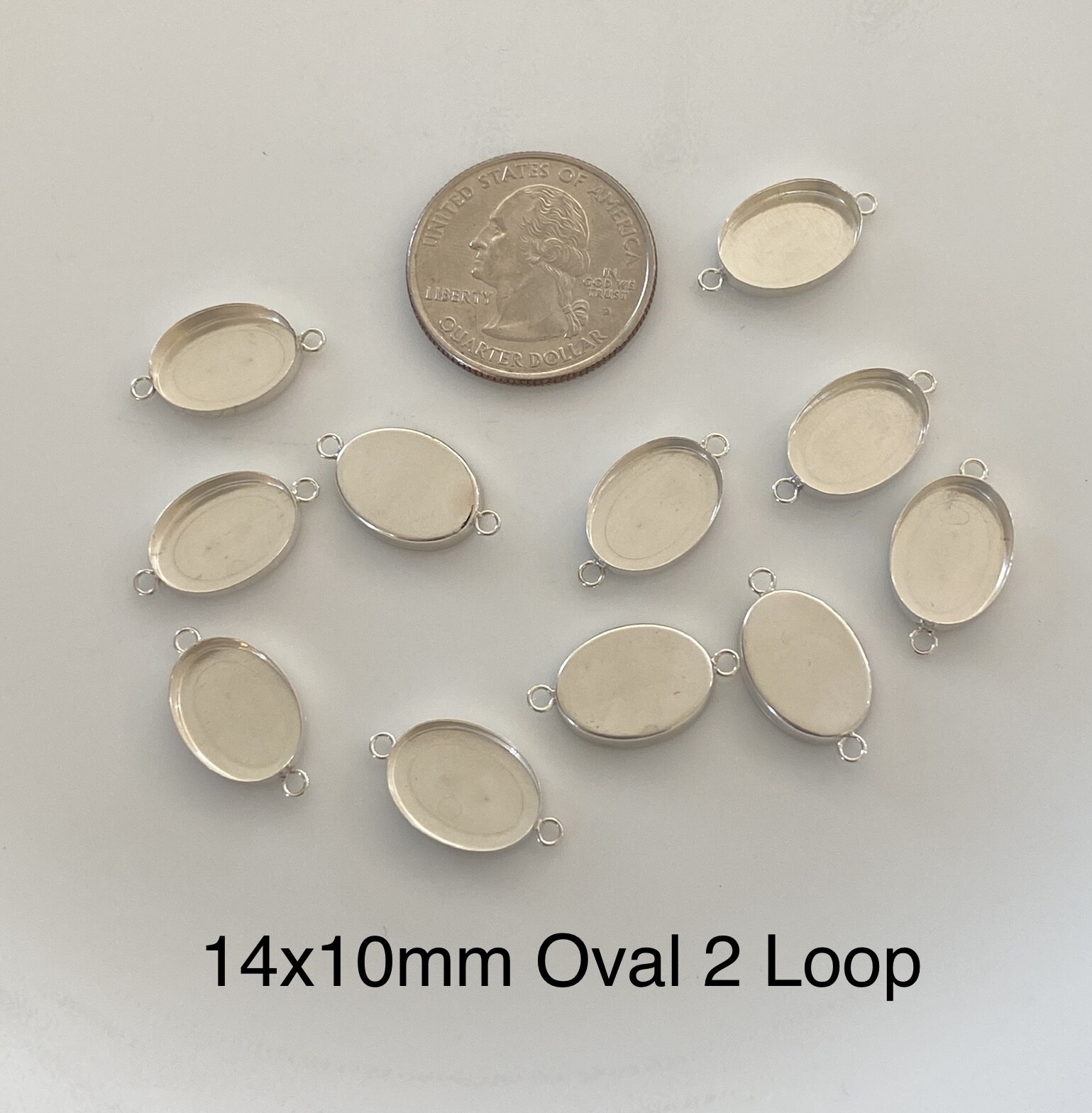 Sterling Silver 925 Oval Bezel Cup Connector Choose Size Type Jewelry Components