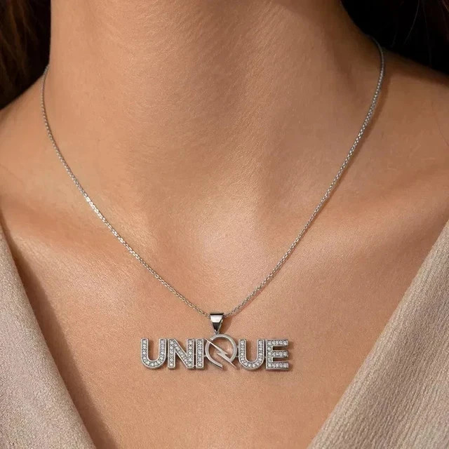 2.50 Ct Round Cut Real Moissanite Name Customize Pendant 14K White Gold Plated