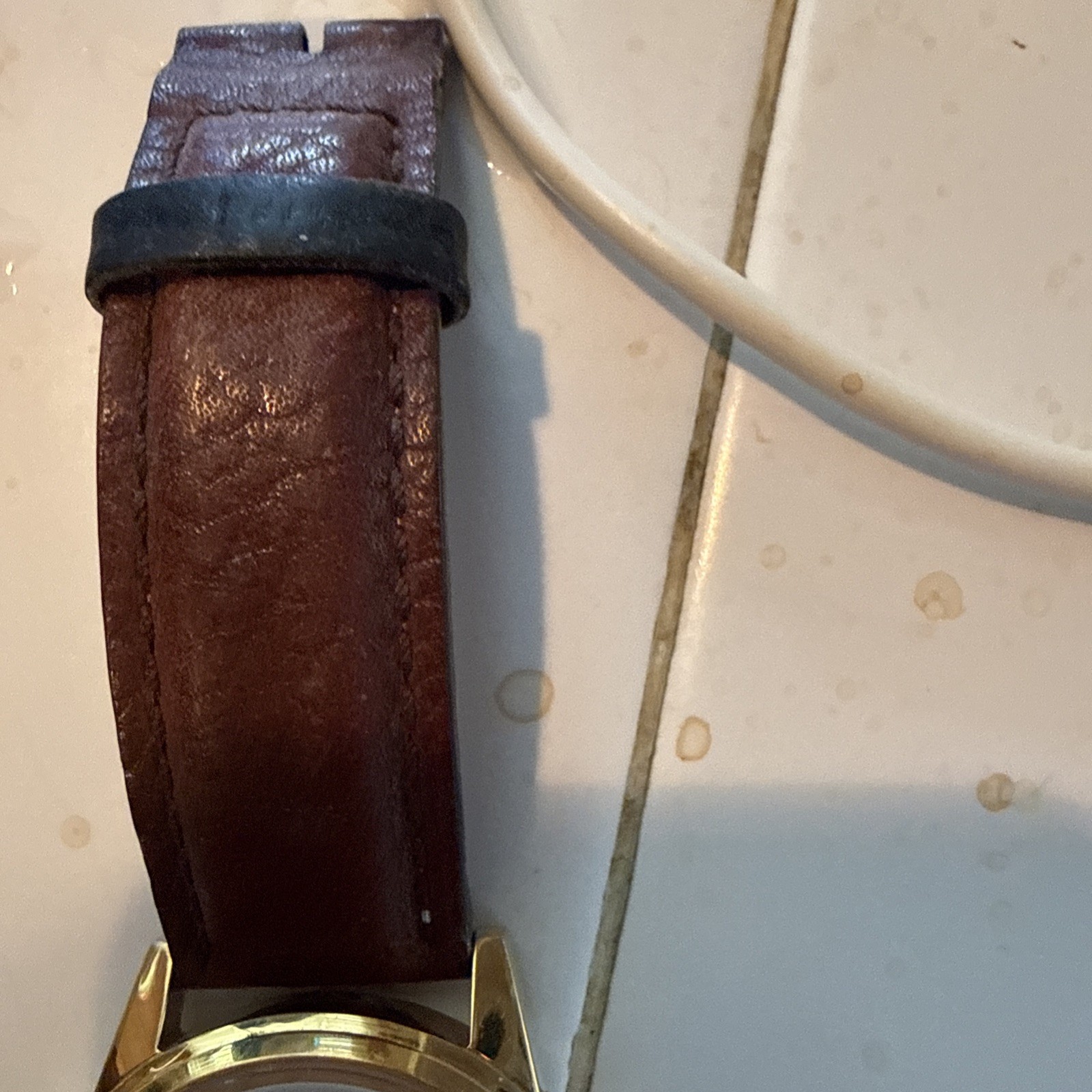 E Howard & Co Radio Controlled Atomic Watch Junghans Movement Gold Brown Leather