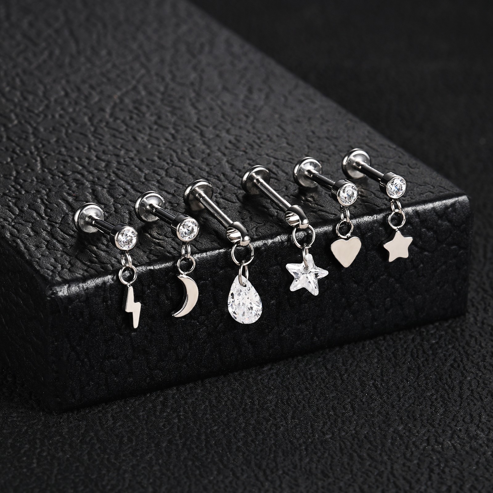 16g G23 Titanium Steel Dangle Labret Lip Stud Tragus Helix Piercing Jewelry