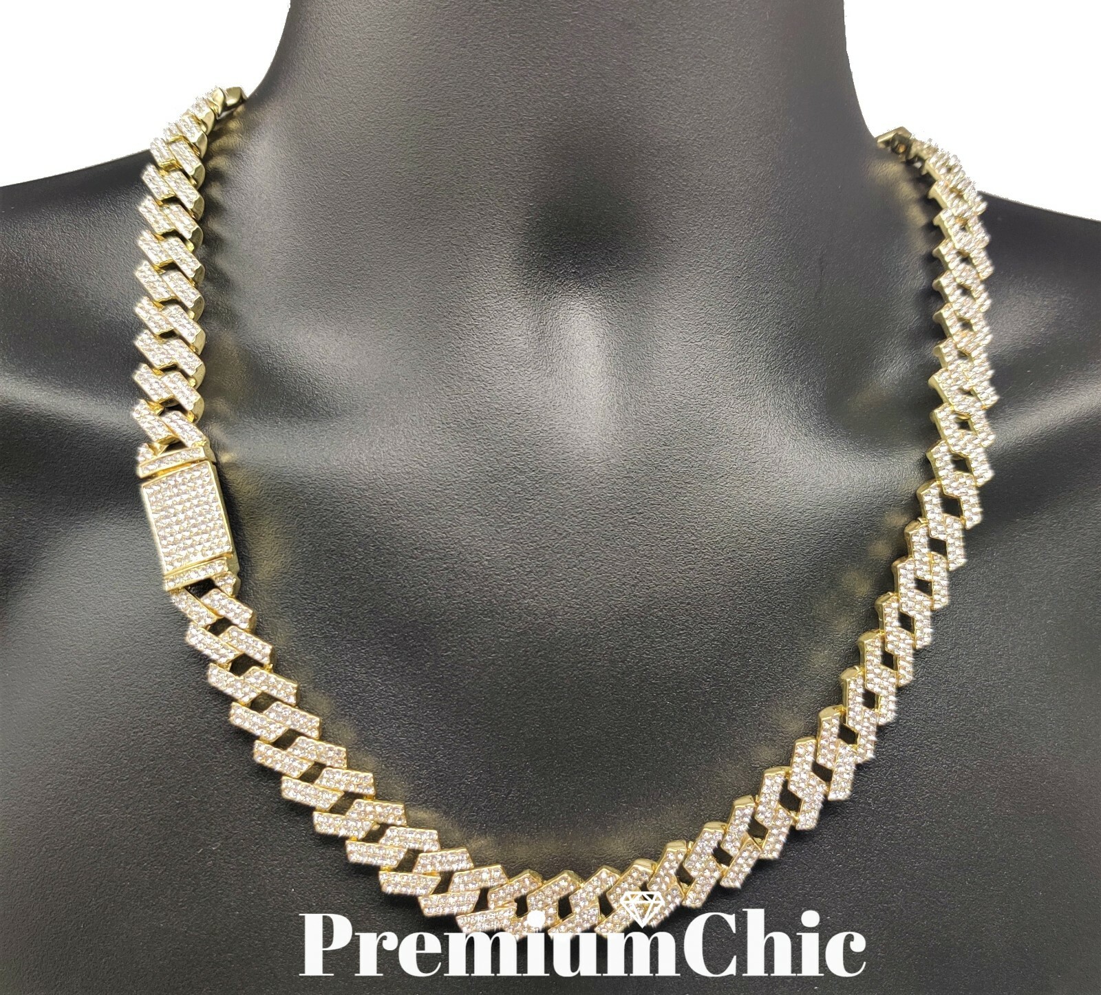 Miami Cuban Designer Prong Link Chain Necklace or Bracelet Men Plated CZ Jewelry