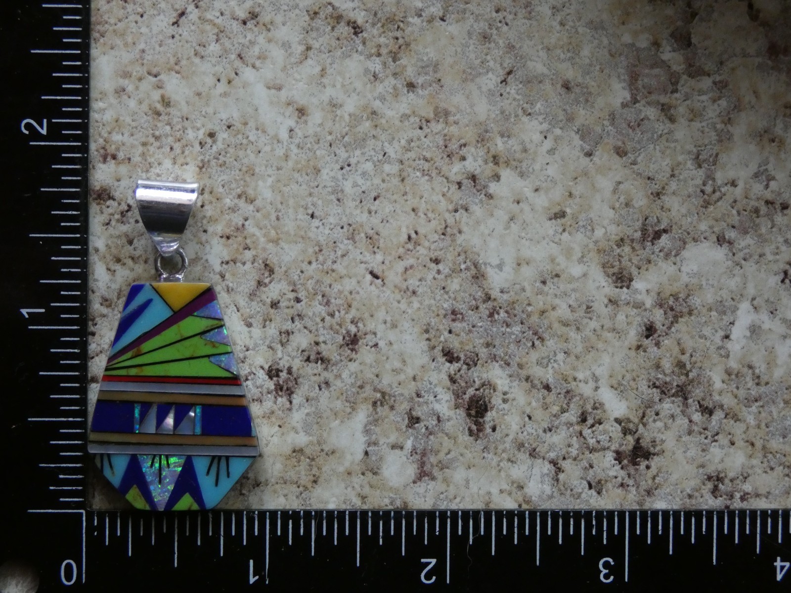 Southwestern Micro Inlay Gemstone Sterling Silver Aluminum Alloy Pendant AT5