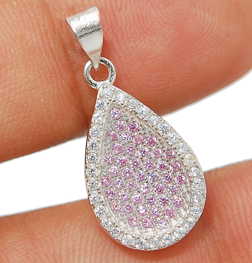 Heat Treated Pink Topaz 925 Solid Sterling Silver Pendant Jewelry CP1