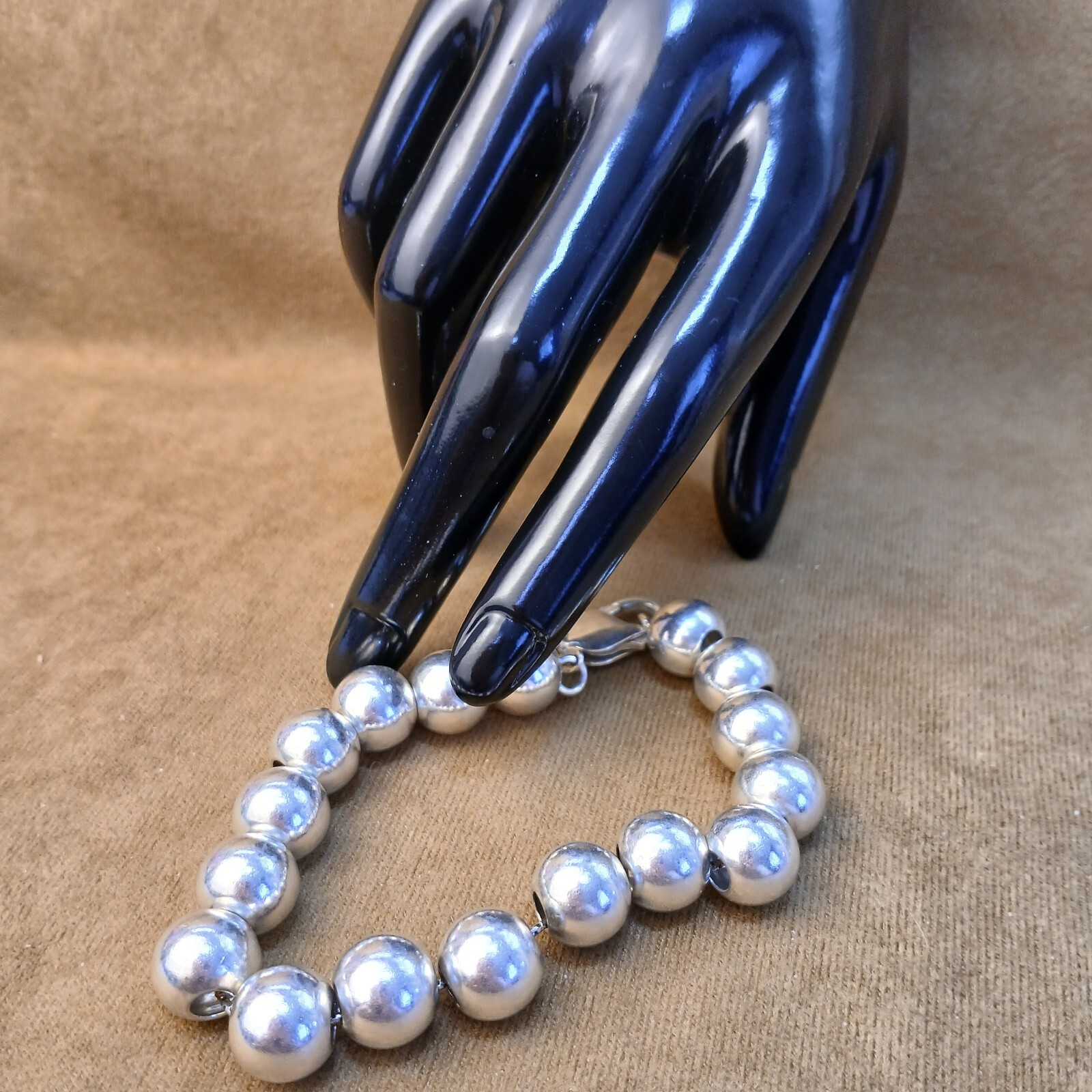 Sterling Silver 11mm Round Beads “Silver Pearls” Bracelet is 8″ Inches Long