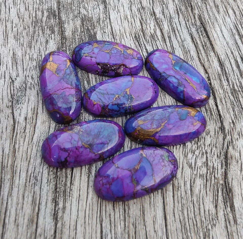 [WHOLESALE] PURPLE COPPER TURQUOISE CABOCHON LONG OVAL SHAPE LOOSE GEMSTONE