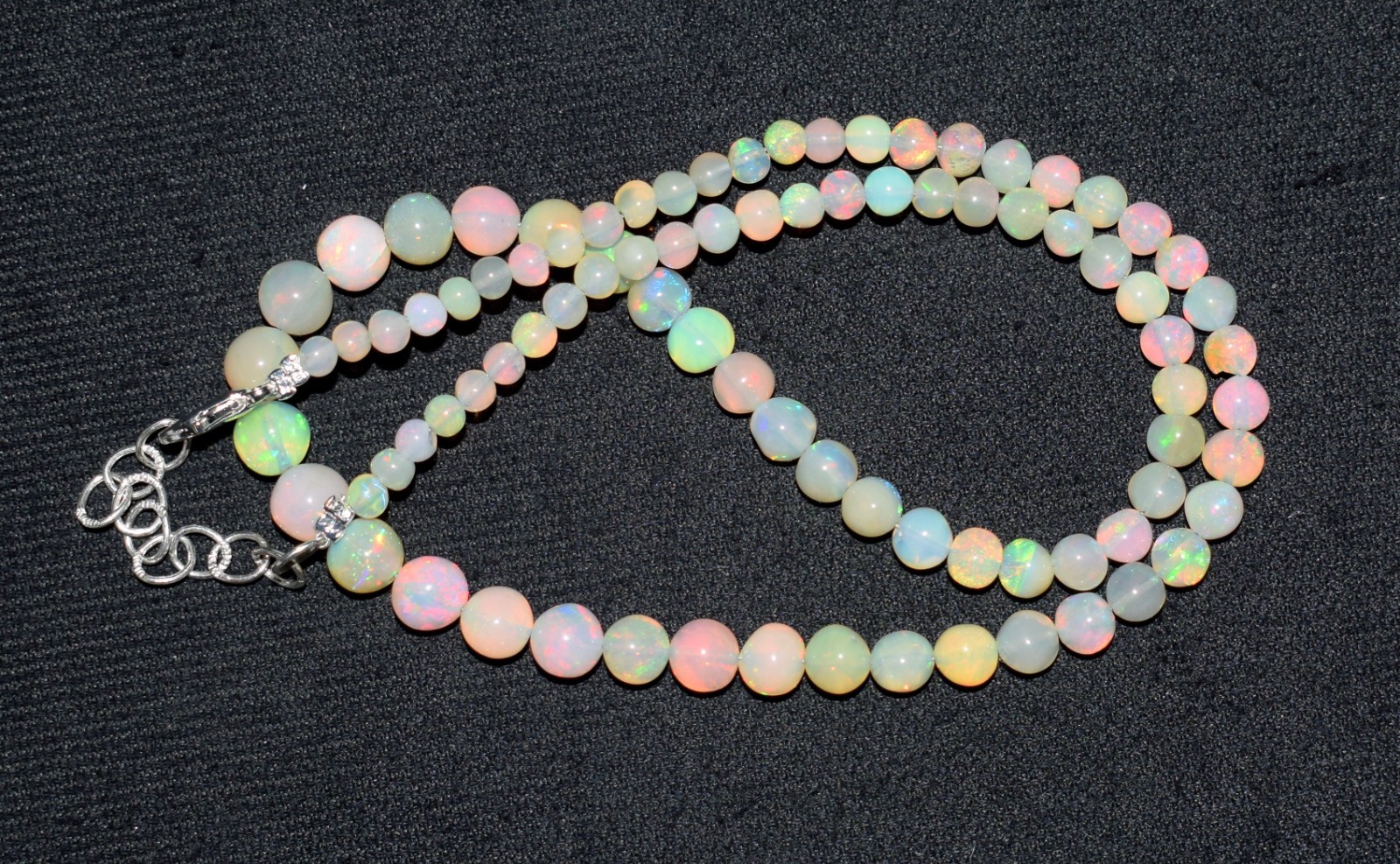 16″Natural Ethiopian Opal Wello Fire Opal Gemstone Beads Necklace Jewelry