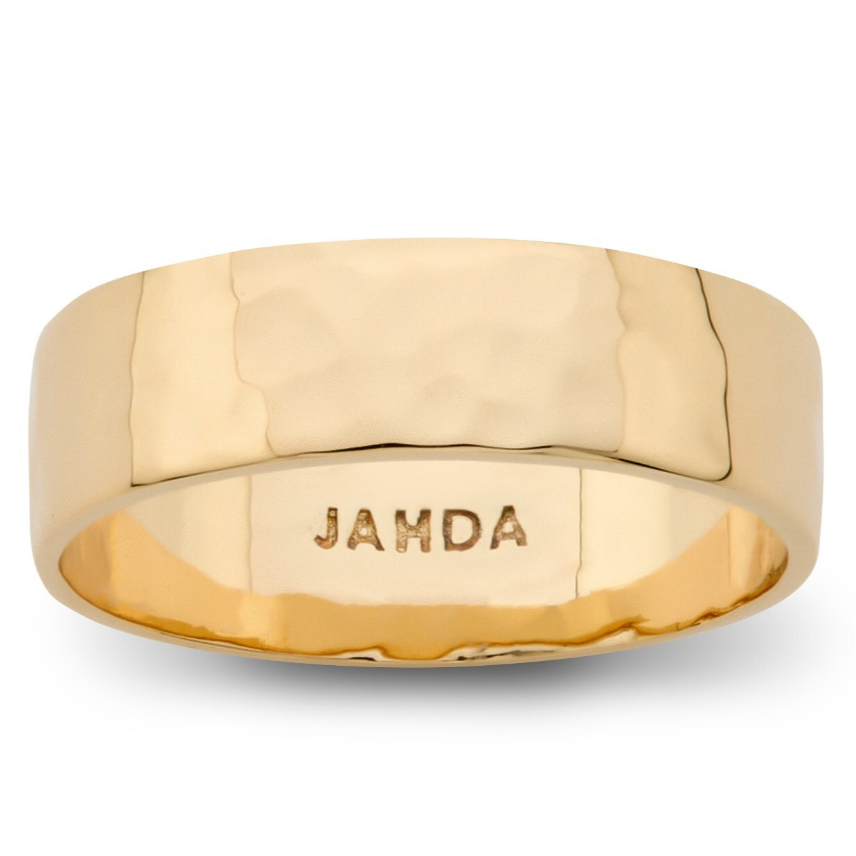 Solid 14K Yellow Gold Hammered Ring 6mm Size 3 – 15 Wide Gold Band