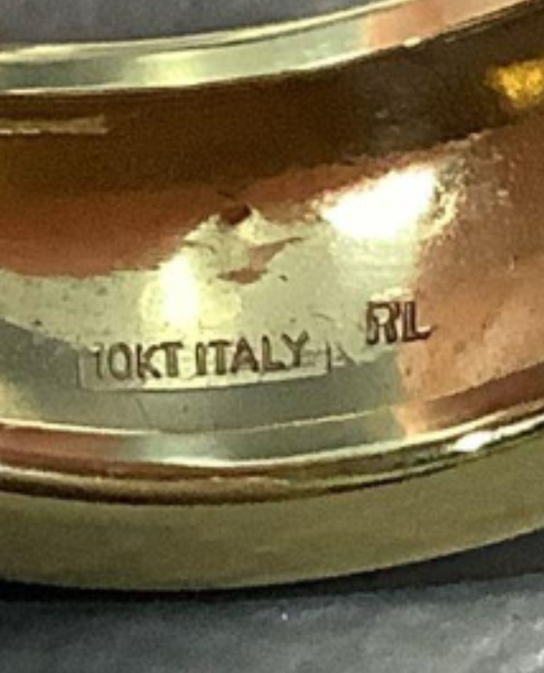 RL Italy 10k Solid Yellow Gold Textured Large Band Ring Size 9
