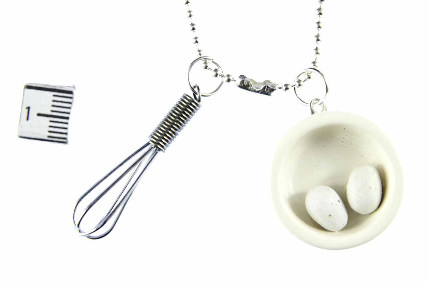 Set Necklace Miniblings 80cm Whisk Eggs Cook Kitchen White