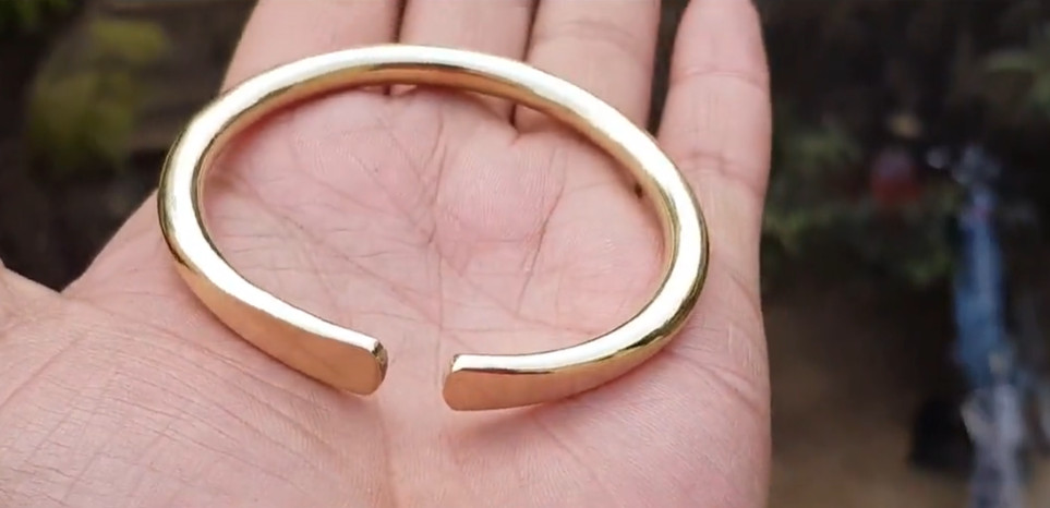 Gold Plated Cuff Bracelet Handmade Regular Wear Men’s Brass Bangle For Gift