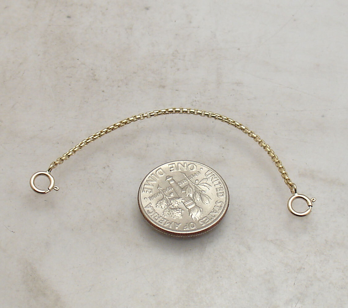 1.3mm Round Box Safety Chain with Double Clasp Lock REAL 14K Yellow Gold